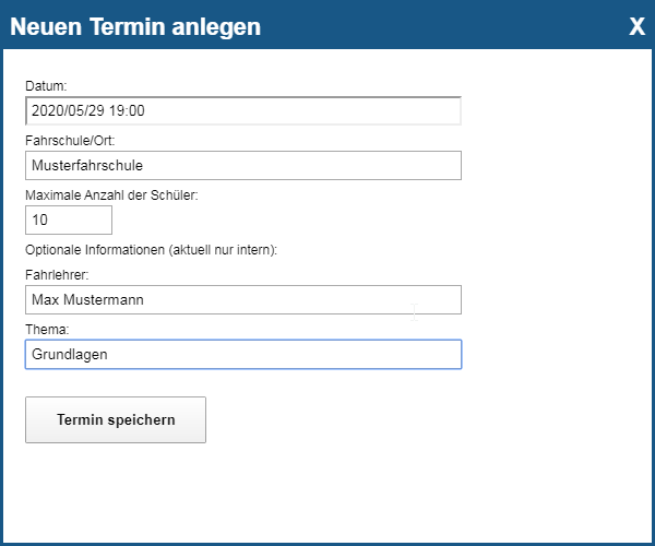 Termin anlegen